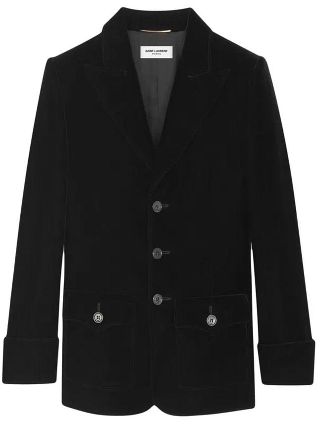 SAINT LAURENT Single-breasted Velvet Jacket In Black Product Image