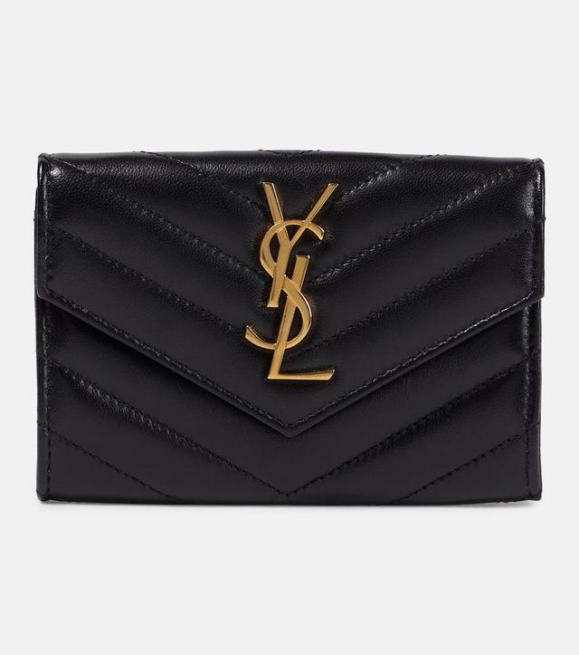 SAINT LAURENT Cassandre Small Leather Wallet In Black Product Image