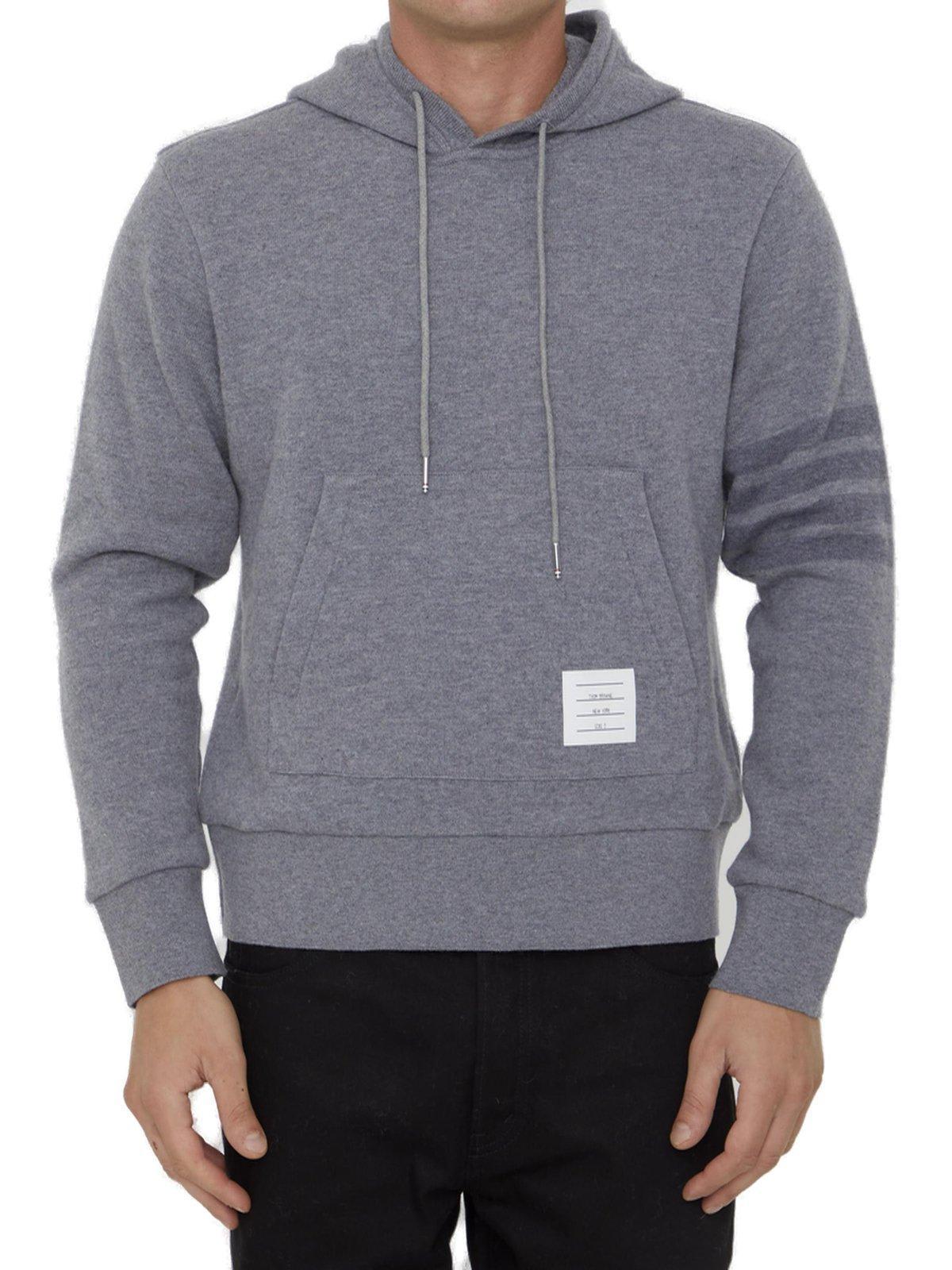 THOM BROWNE Classic 4-bar Stripe Detail Hooded Sweatshirt In Gray Product Image