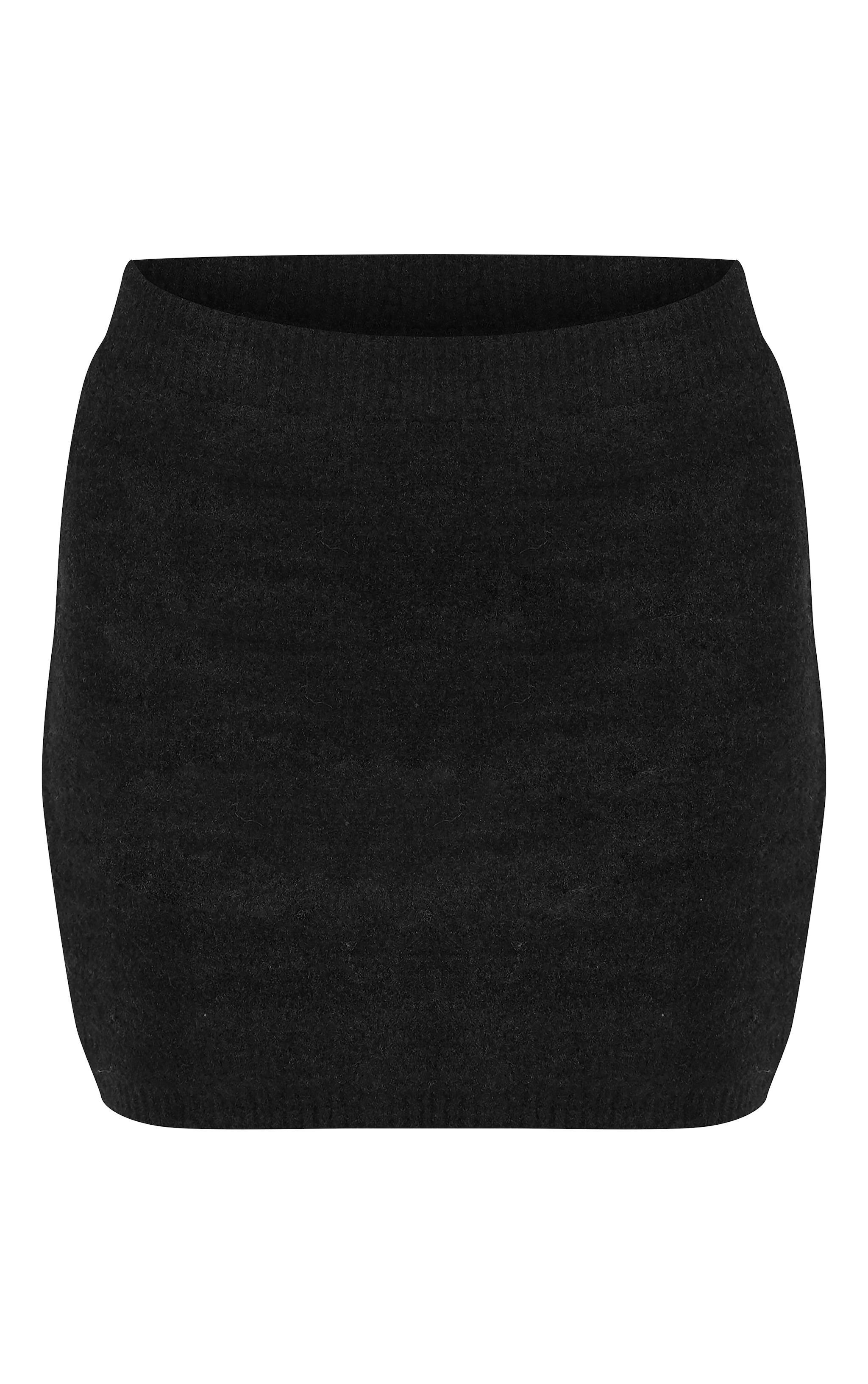 Black Soft Knitted Mini Skirt Product Image