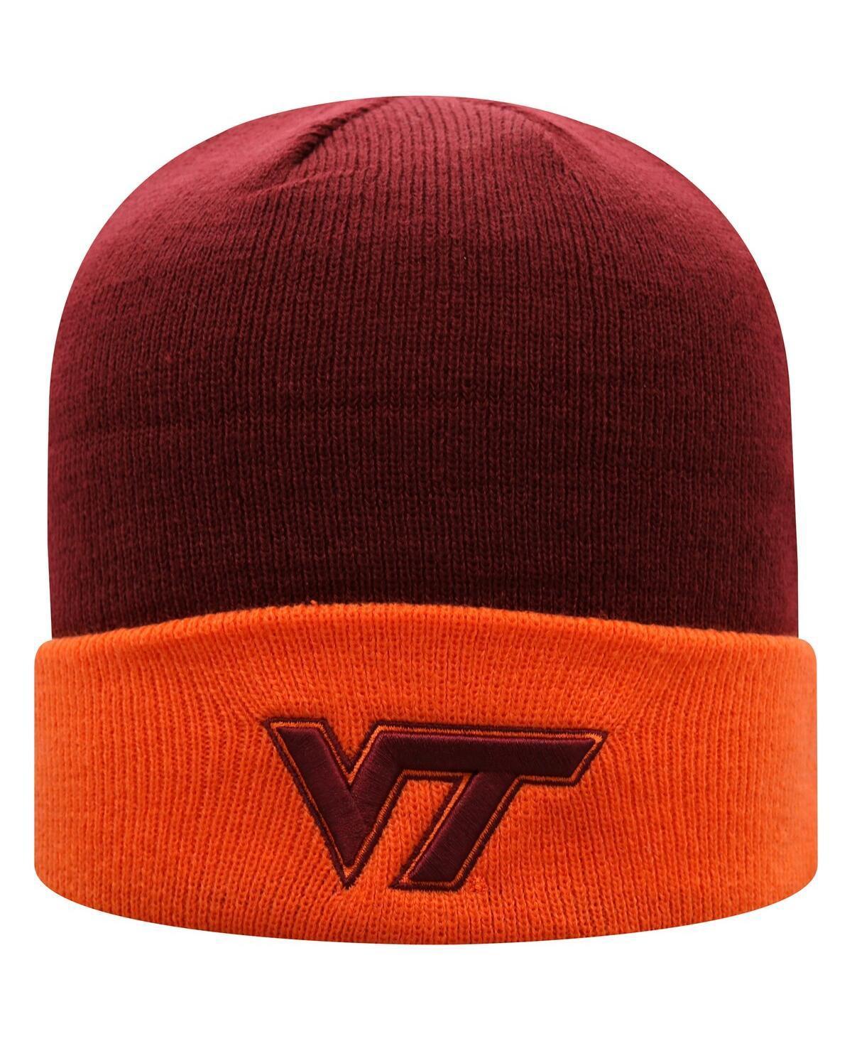 Mens Top of the World Maroon/Orange Virginia Tech Hokies Core 2-Tone Cuffed Knit Hat Product Image