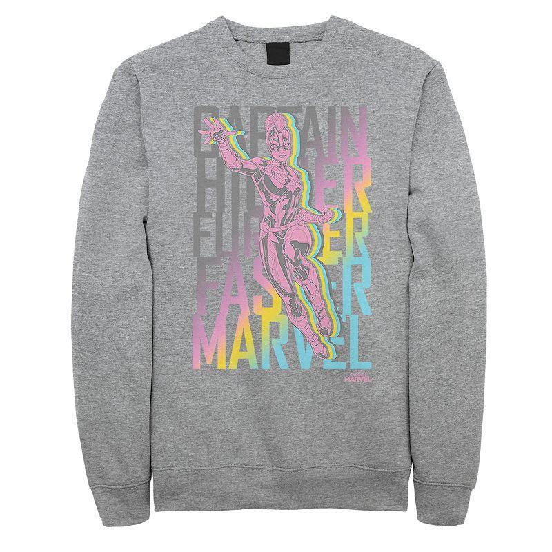 Mens Captain Marvel Fly Stacked Sweatshirt Athletic Grey Product Image