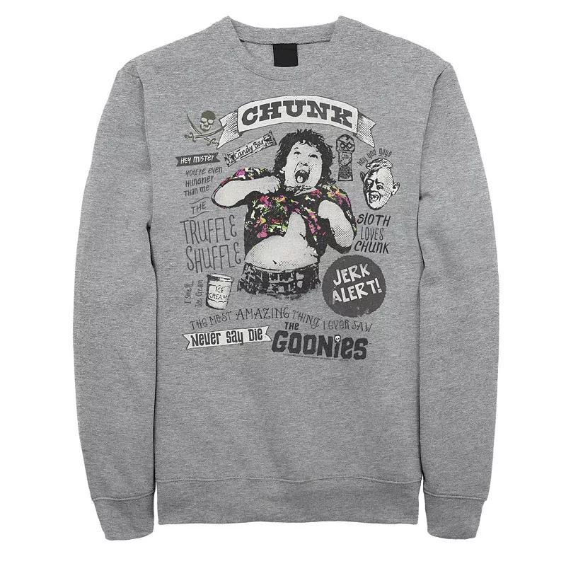 Mens The Goonies Chunk & Sloth Things Text Sweatshirt Athletic Grey Product Image