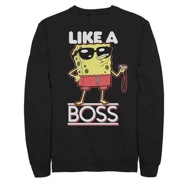 Mens Spongebob Squarepants Like a Boss Crew Pull Product Image