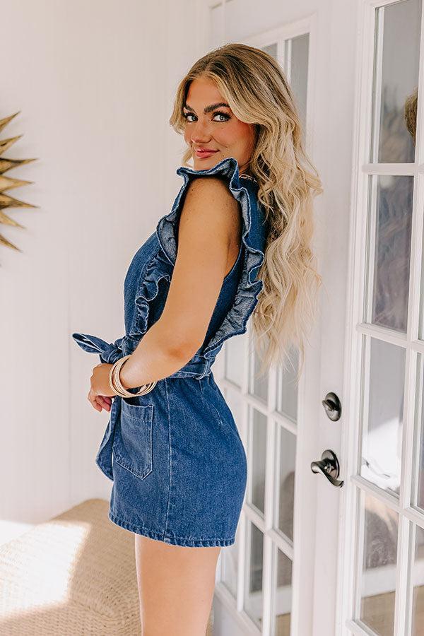 Feeling Flirty Denim Romper Product Image