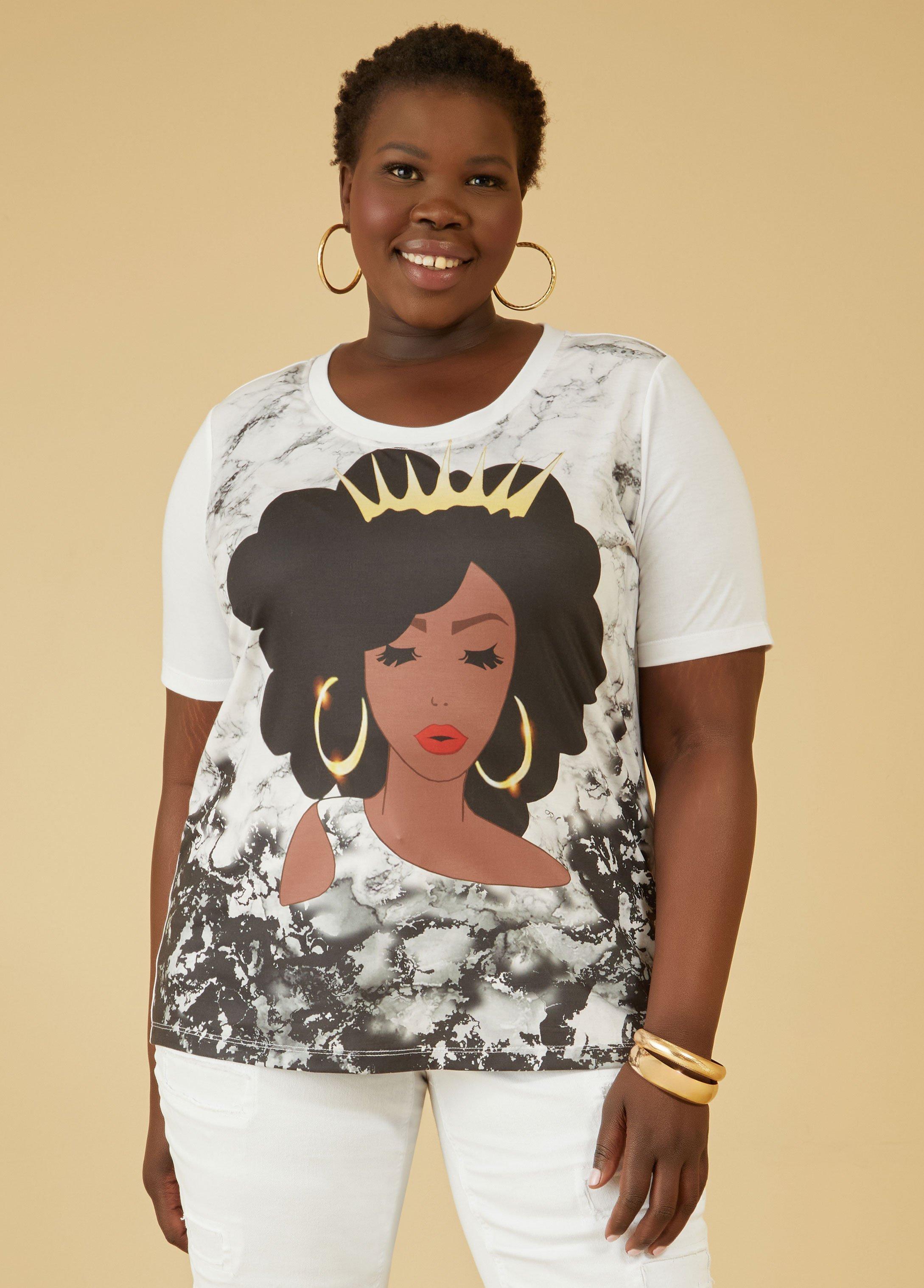 Plus Size Marbled Crown Graphic Tee Ashley Stewart Product Image