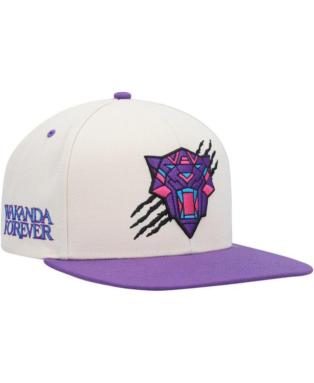 Mens Marvel Cream/Purple Black Panther Snapback Hat Product Image