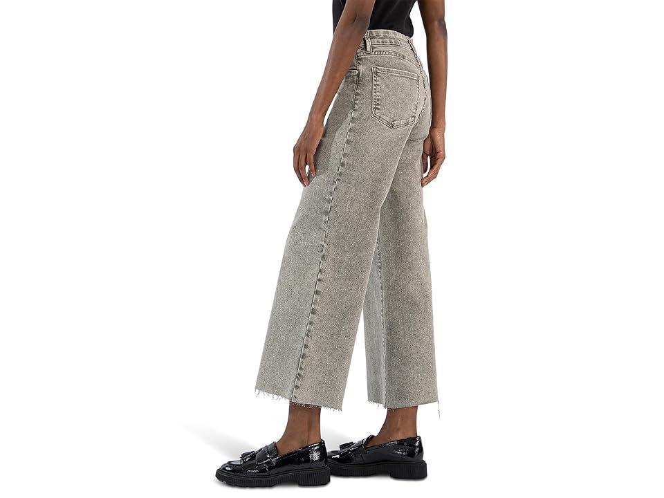 KUT from the Kloth Petite Meg High Rise Fab Ab Wide Leg Raw Hem (Sage ) Women's Jeans Product Image