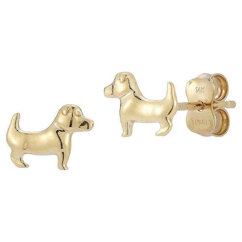 LUMINOR GOLD 14k Gold Dog Stud Earrings, Womens, Yellow Product Image