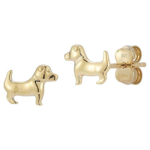 LUMINOR GOLD 14k Gold Dog Stud Earrings, Womens, Yellow Product Image