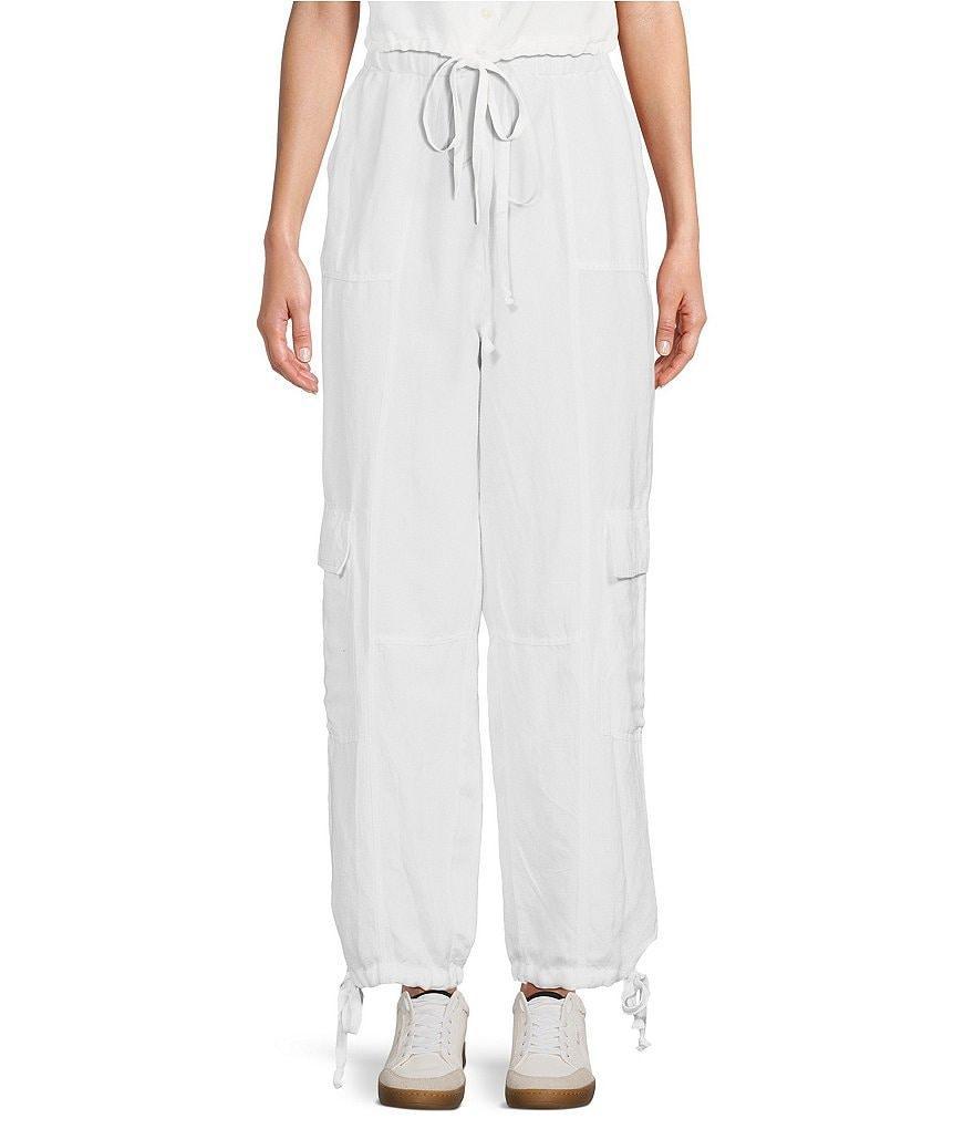 ELAN Linen Blend Tie Waist Cargo Pants Product Image