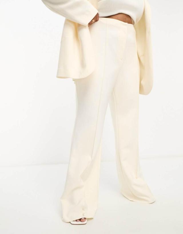 ASOS LUXE Curve suit kickflare pants in cream Product Image