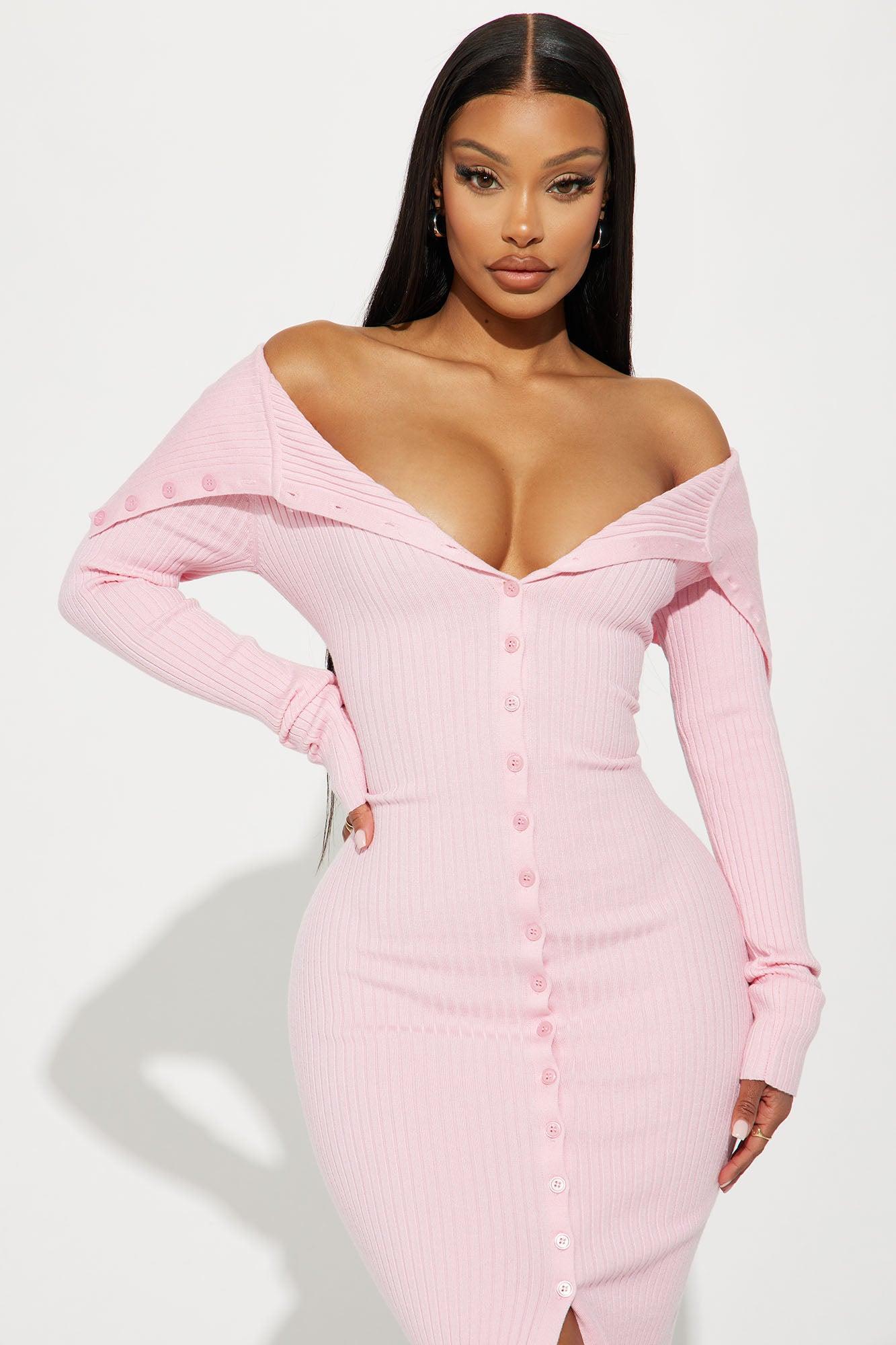 Ashley Sweater Midi Dress - Pink Product Image