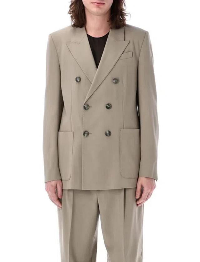 Double Breasted Blazer In Taupe Product Image