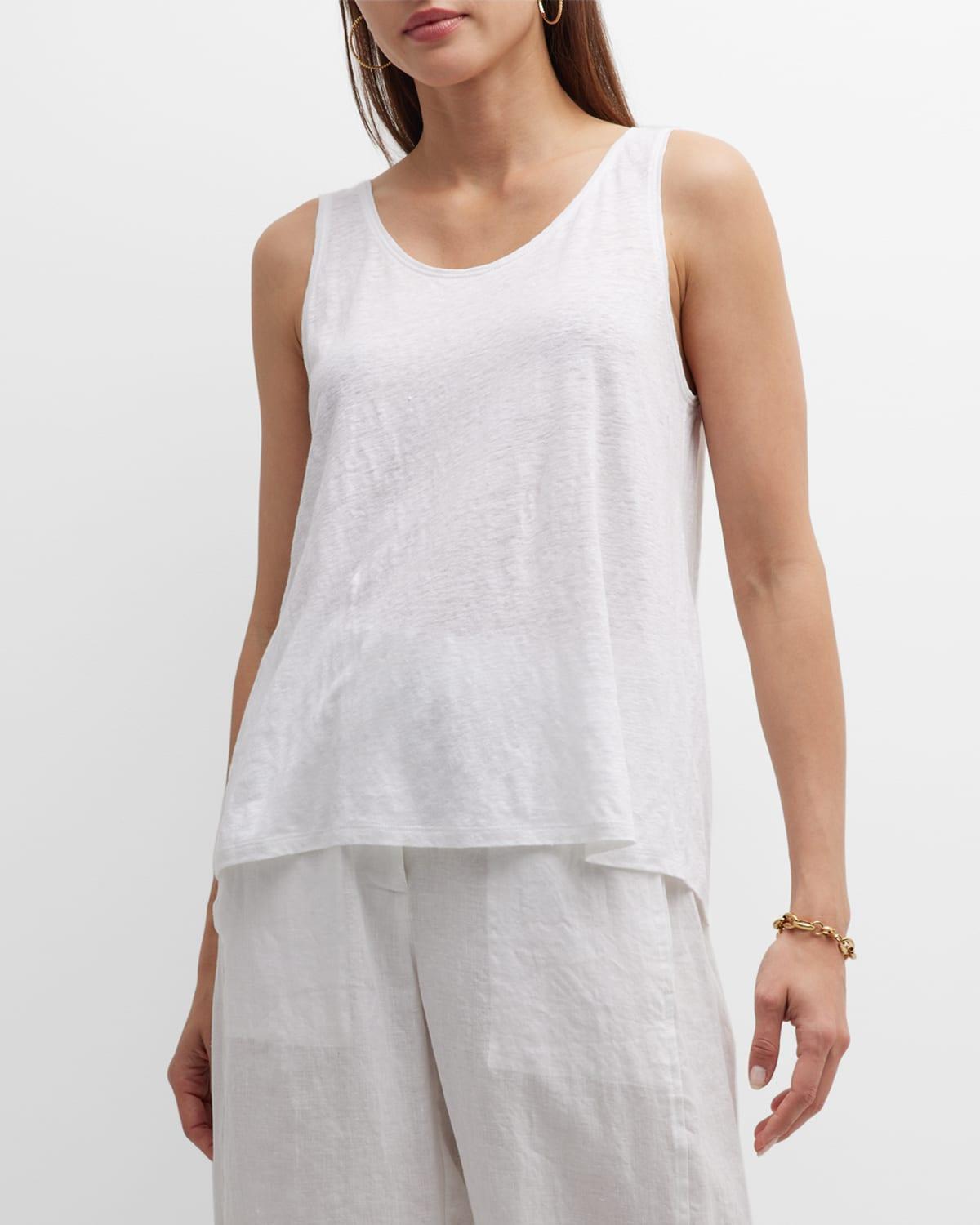 Eileen Fisher Organic Linen Scoop Neck Sleeveless Jersey Knit Tank Product Image