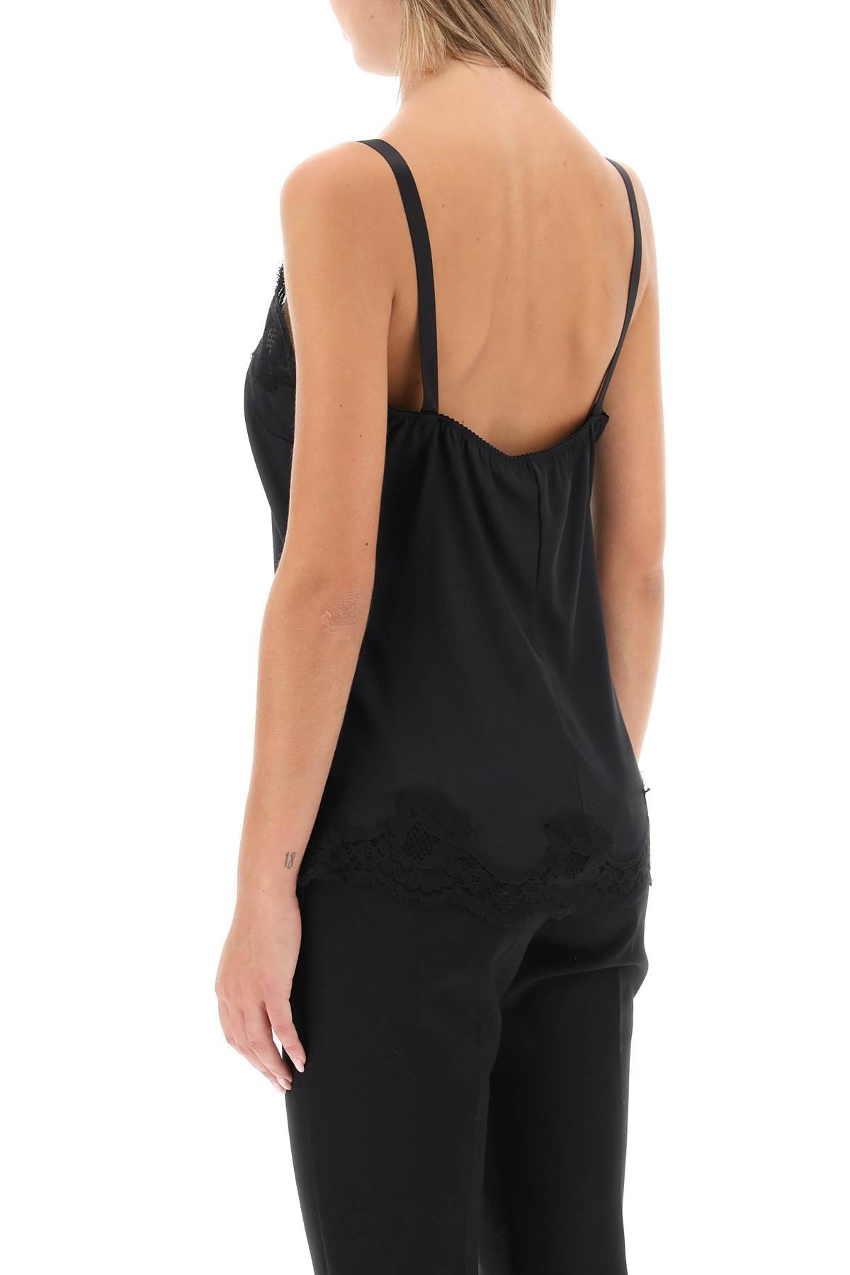 DOLCE & GABBANA Satin Lingerie Top With Lace In Black Product Image