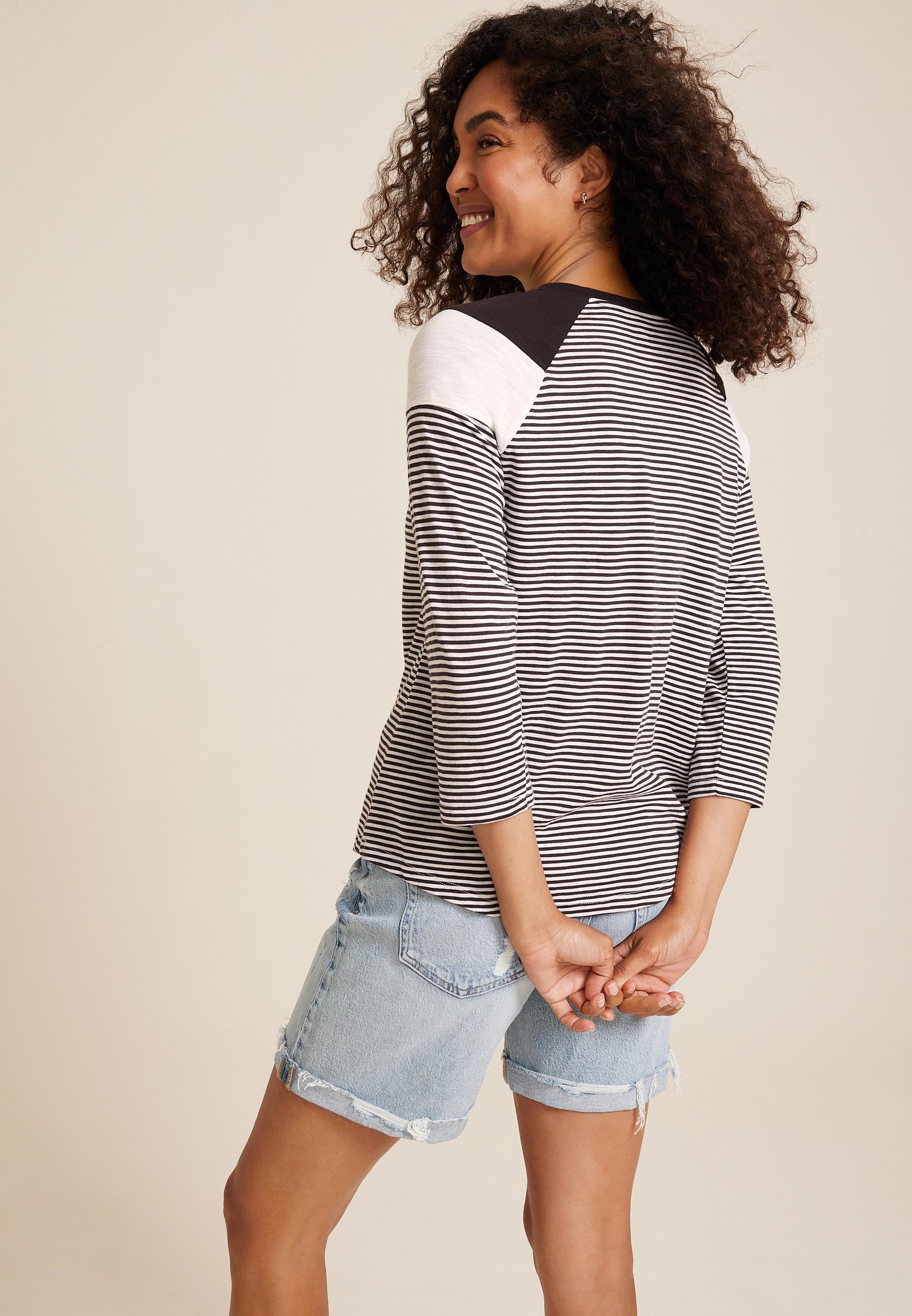 24/7 Cotton Striped Crew Neck Tee Product Image