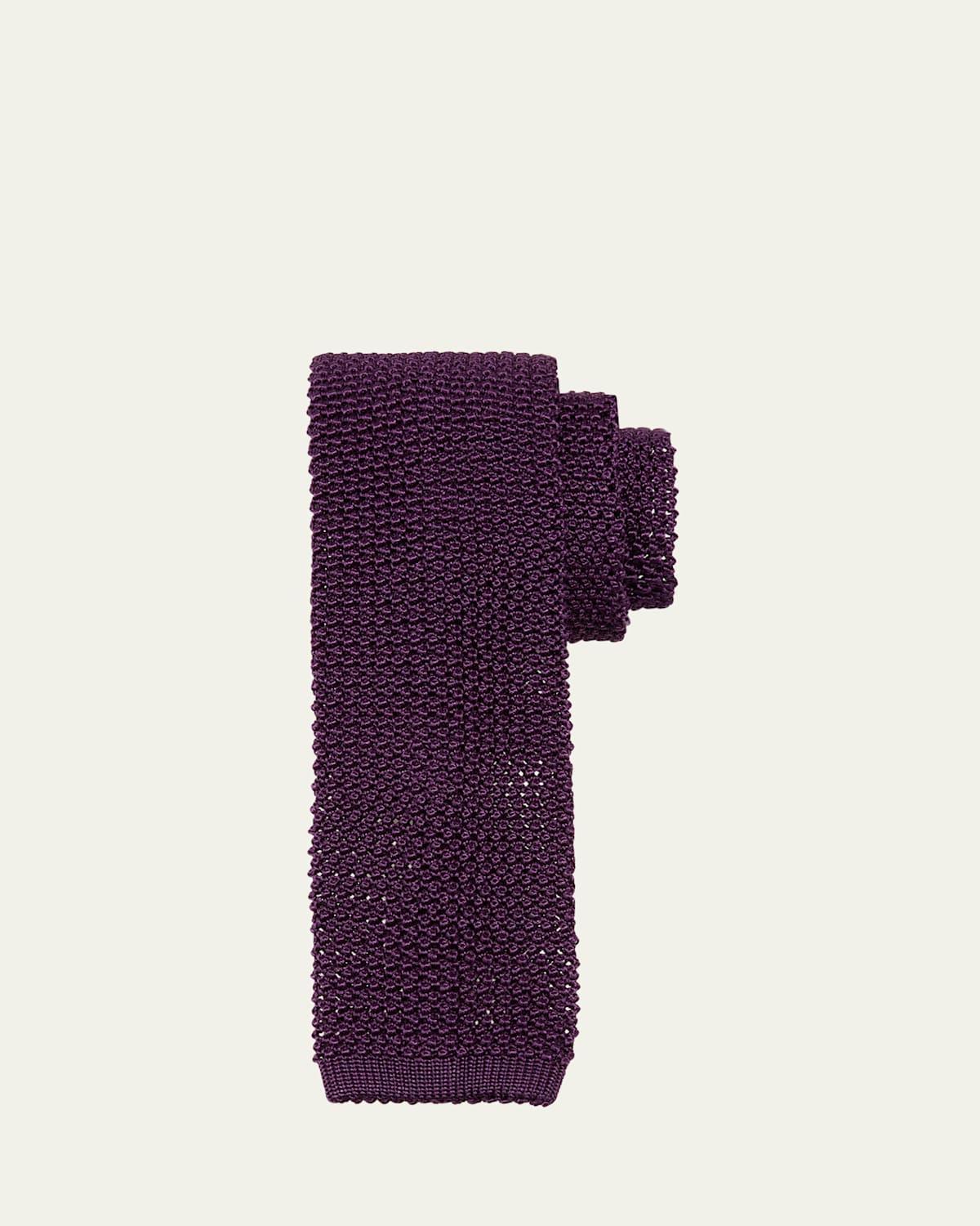 Mens Silk Knit Tie - Dark Purple Product Image