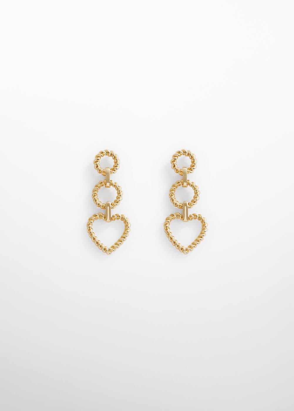 MANGO - Heart long earrings - One size - Women Product Image