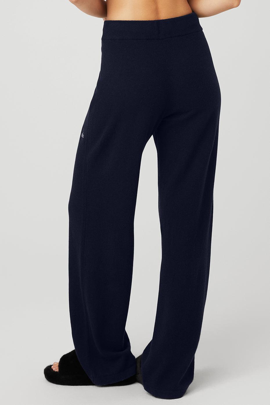 Cashmere High-Waist Jet Set Wide Leg Pant - Navy Product Image