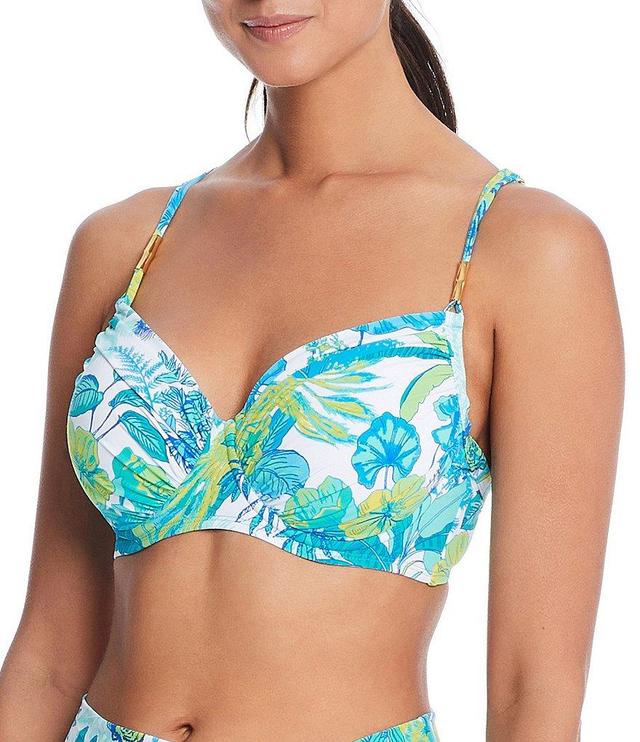 Bleu Rod Beattie What's New Jungle Cat Printed Sweetheart Neck Underwire Bra Size Swim Top Product Image