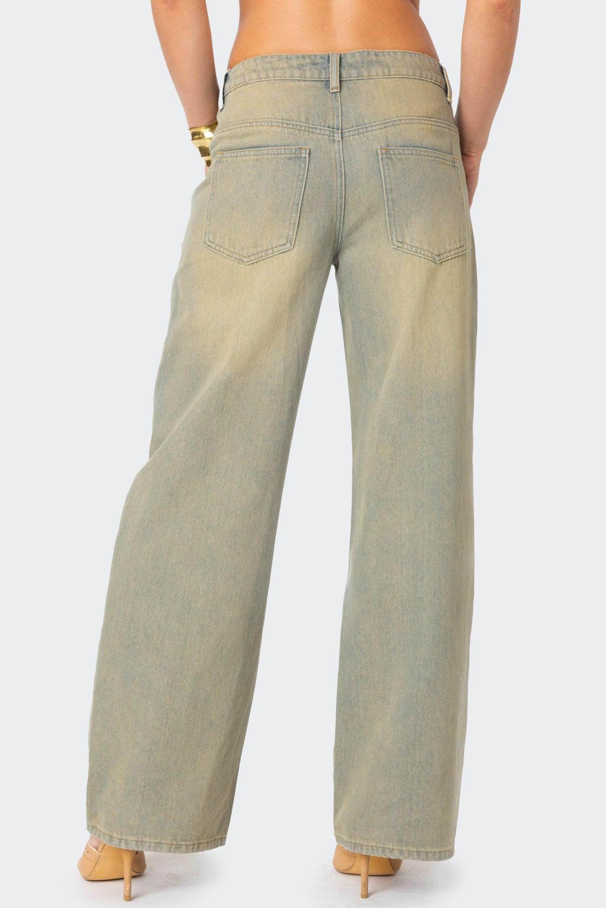 Asymmetric Low Rise Wrap Jeans Product Image