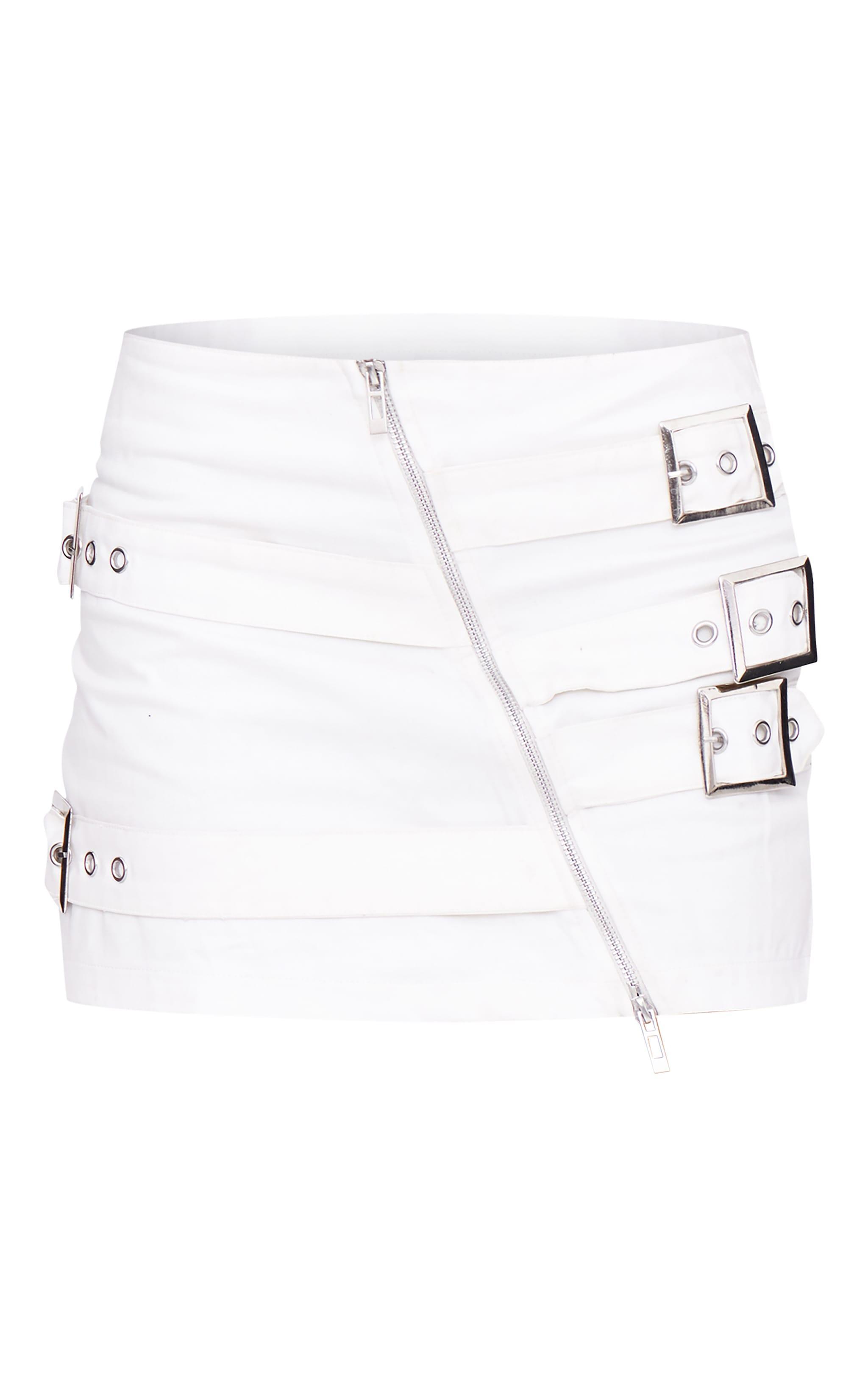 Cream Multi Belt Detail Twill Mini Skirt Product Image