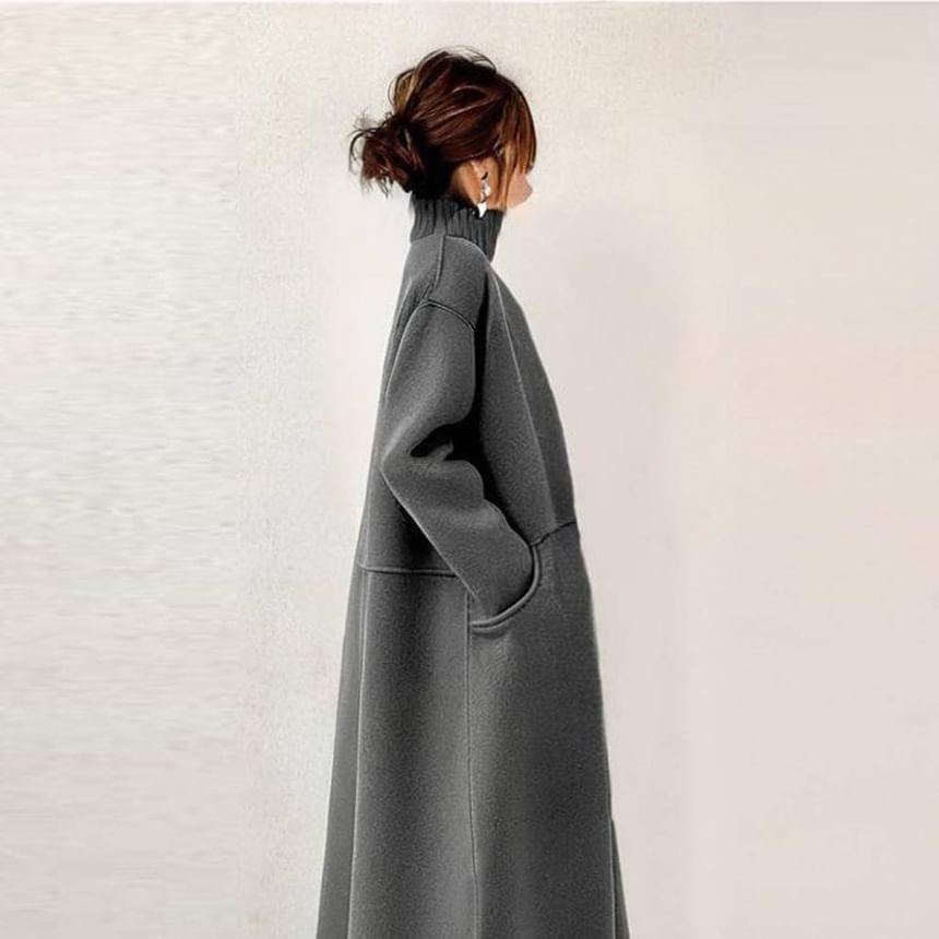 Long Sleeve Turtleneck Loose Maxi Dress Product Image