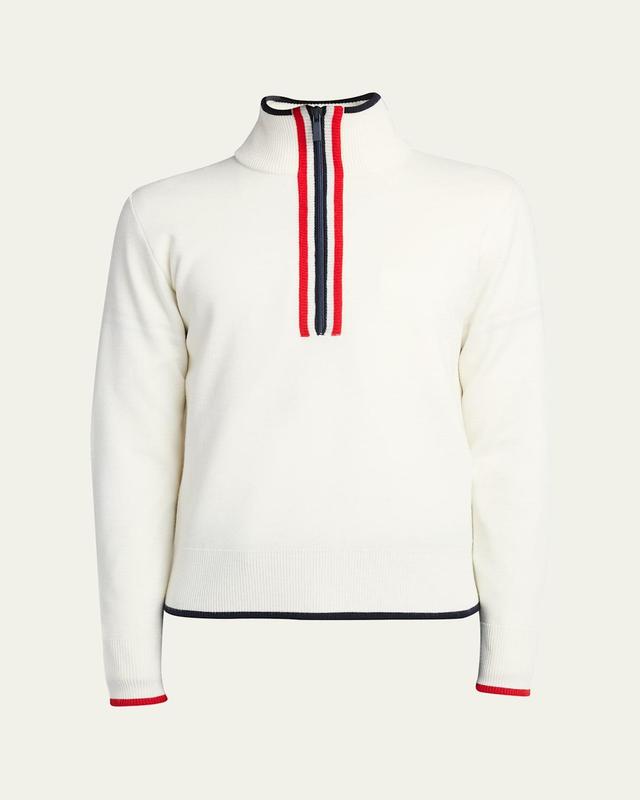 Mens Funnel-Neck Sweater with Striped Trim Product Image