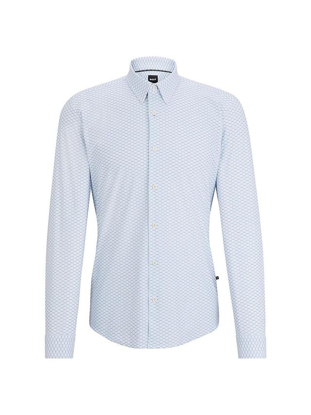 Mens Slim Fit Shirt in Printed Performance Stretch Jersey Product Image