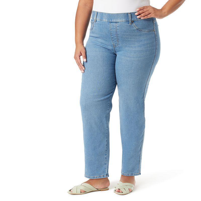 Plus Size Gloria Vanderbilt Shape Effect Pull On Straight Jeans, Womens Product Image