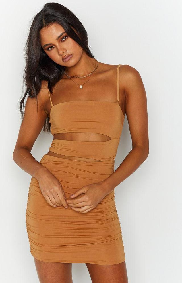 Dameela Tan Cut Out Mini Dress Product Image