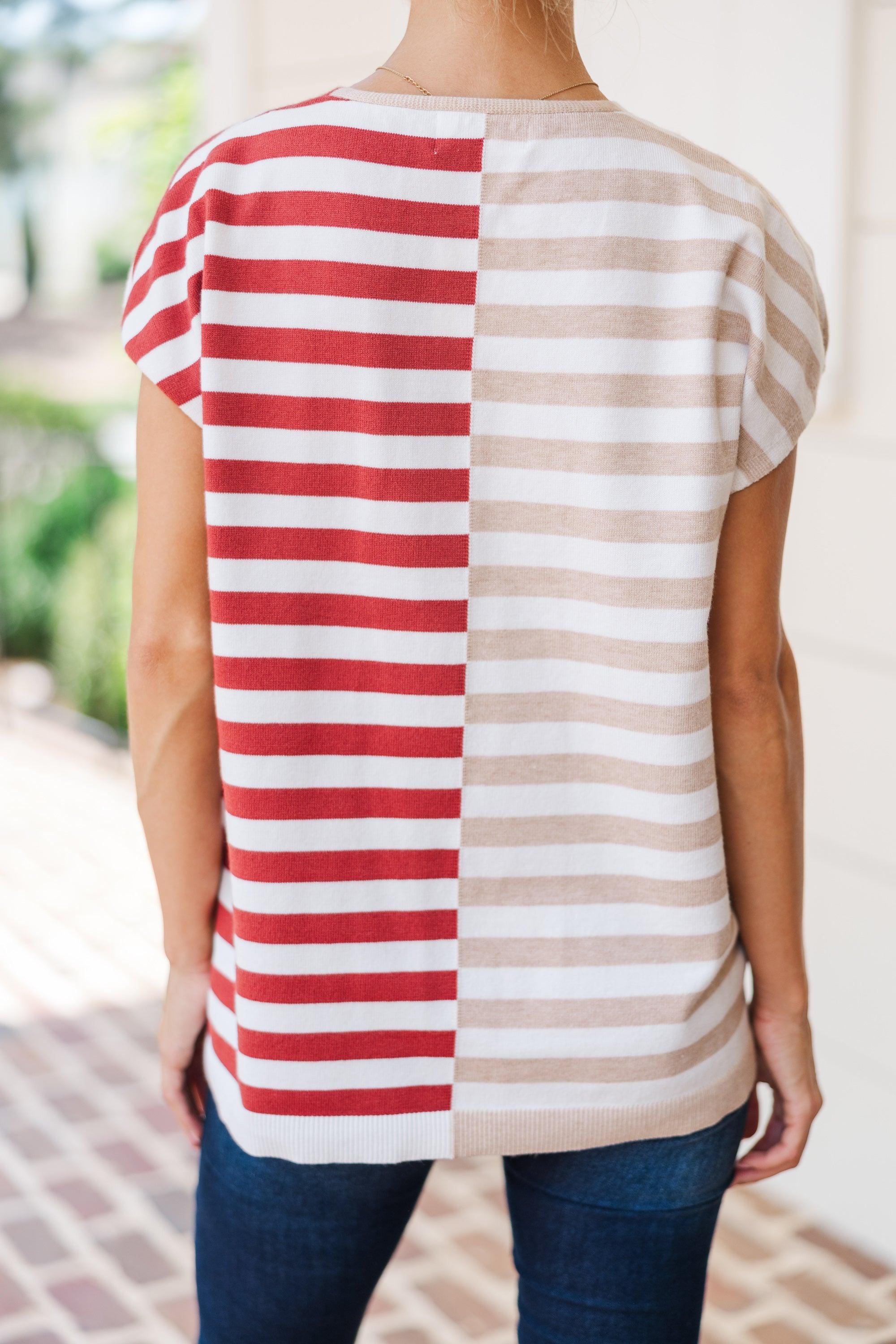 Just Too Easy Oatmeal Striped Top Female Product Image