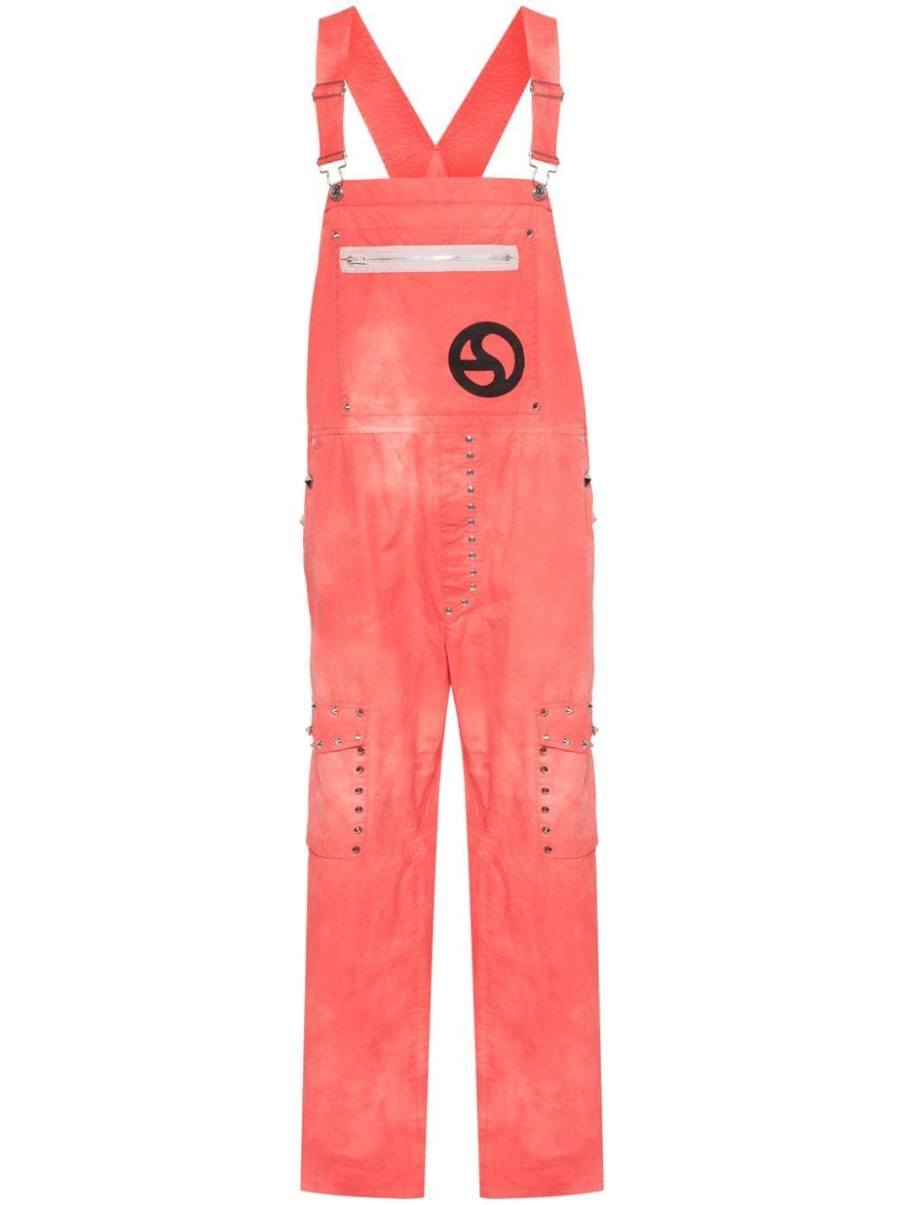 ACNE STUDIOS As Logogram-print Dungarees In Pink Product Image