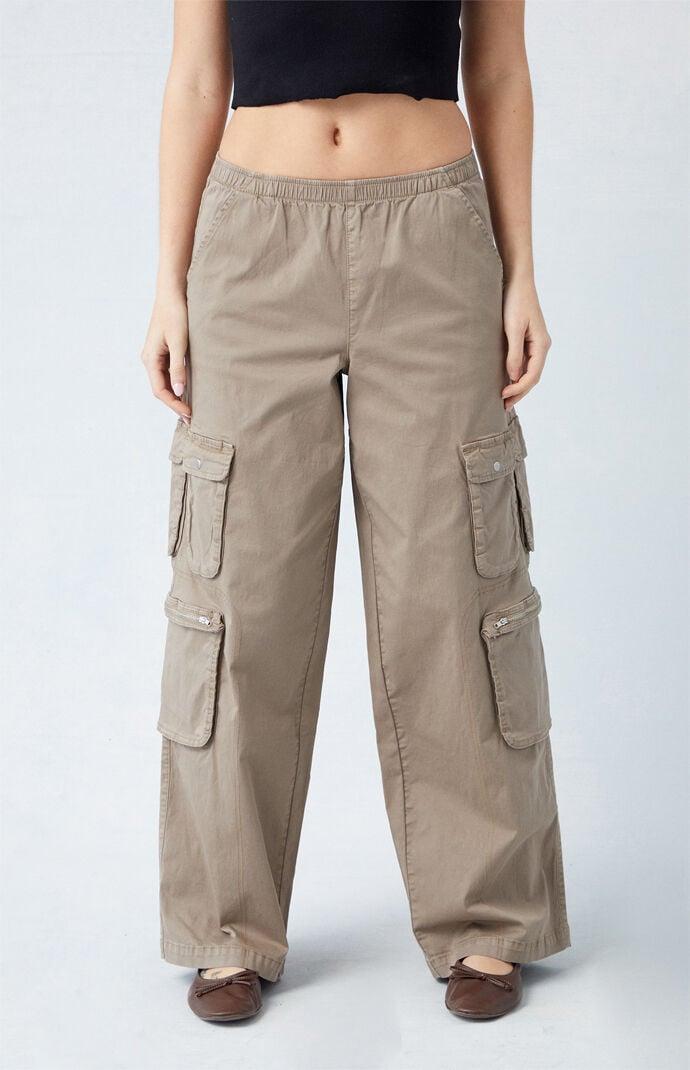 Women's Draped Low Rise Wide Leg Cargo Pants - Product Image