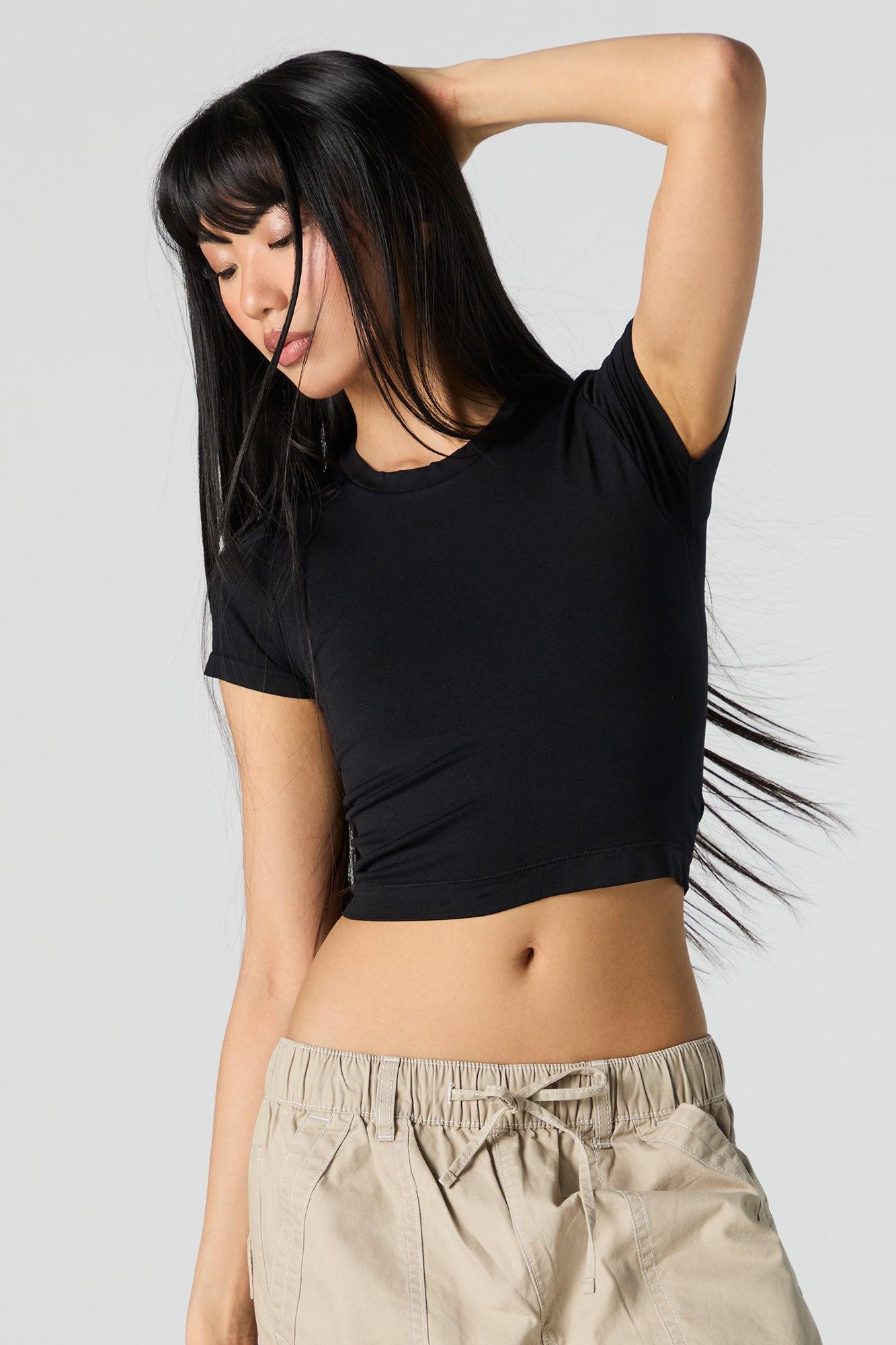 Double Layered Cropped T-Shirt Female Product Image