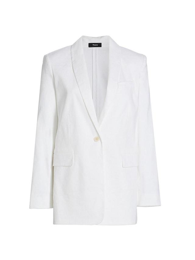 Womens Linen-Blend Single-Button Blazer Product Image