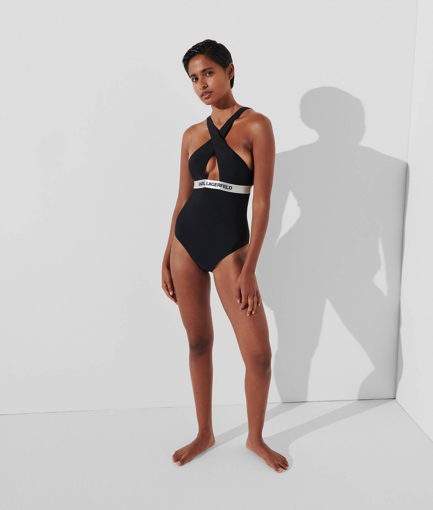 KARL LOGO HALTER SWIMSUIT Product Image