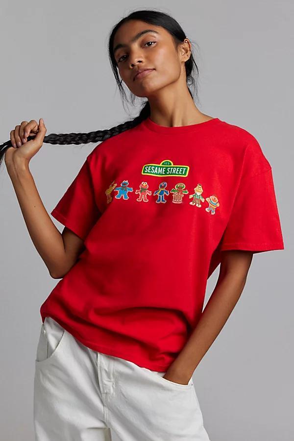 Sesame Street Holiday Graphic Slim Tee Womens at Urban Outfitters Product Image