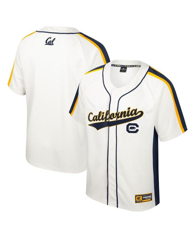 Mens Colosseum Cream Distressed Cal Bears Ruth Button-Up Baseball Jersey - Cream Product Image