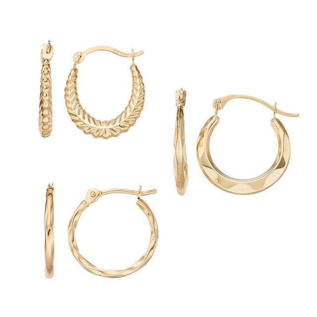 14k Gold Hoop Earring Set, Womens, Yellow Product Image