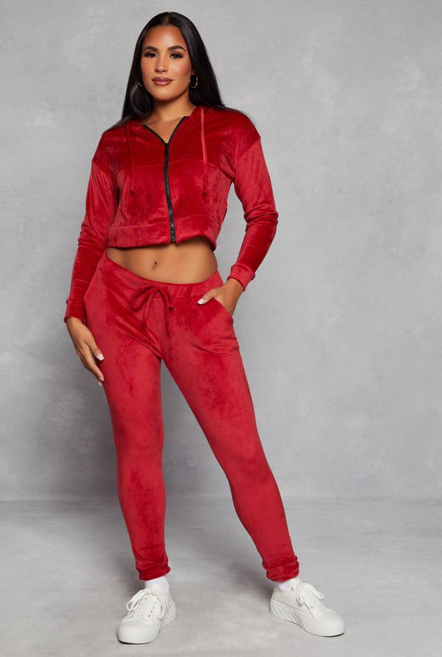 Womens Solid Velour Drawstring Joggers Product Image