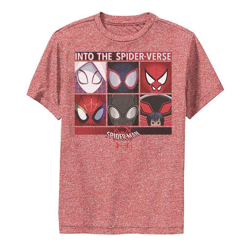 Boys 8-20 Marvel Spider-Man Spiderverse Square Group Premium Tee, Boys Red Grey Product Image