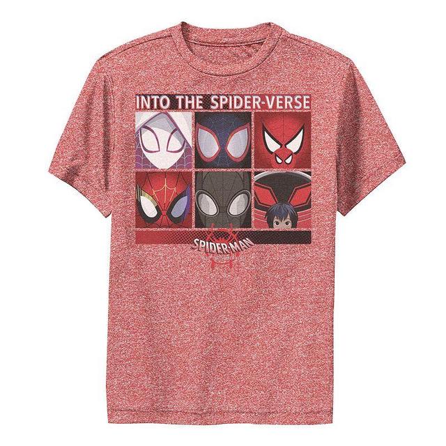 Boys 8-20 Marvel Spider-Man Spiderverse Square Group Premium Tee, Boys Red Grey Product Image