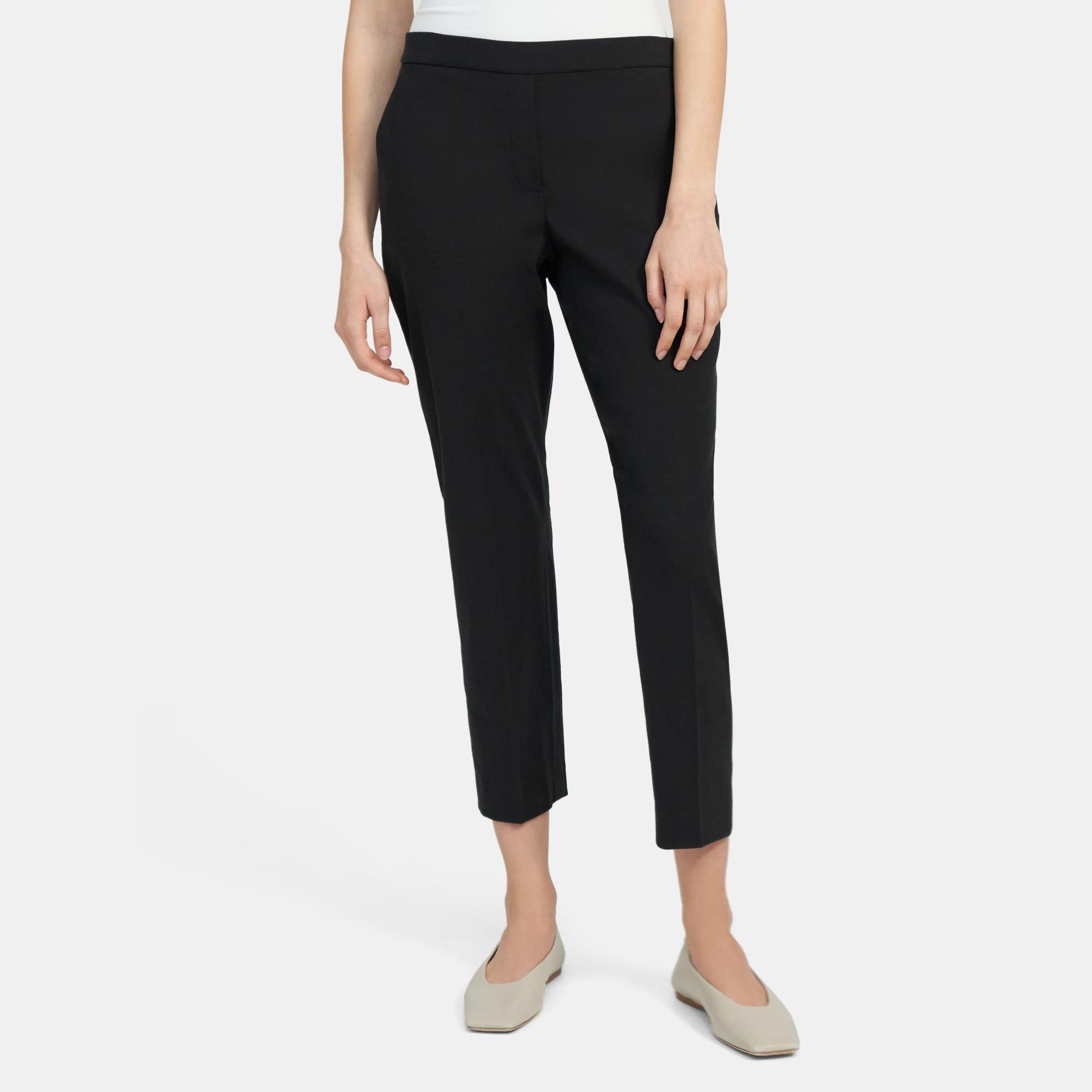 Theory Outlet Official Site | Slim Cropped Pull-On Pant in Linen product image