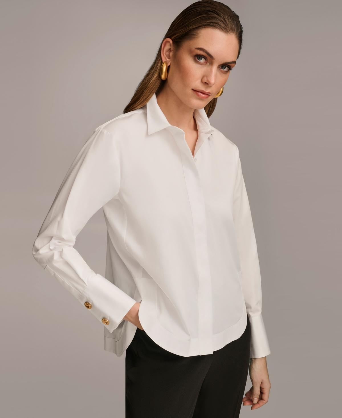 Donna Karan Womens Button Front Collared Shirt product image