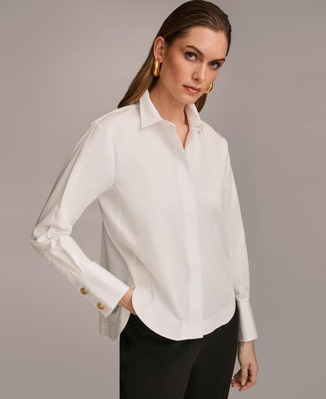 Donna Karan Womens Button Front Collared Shirt Product Image