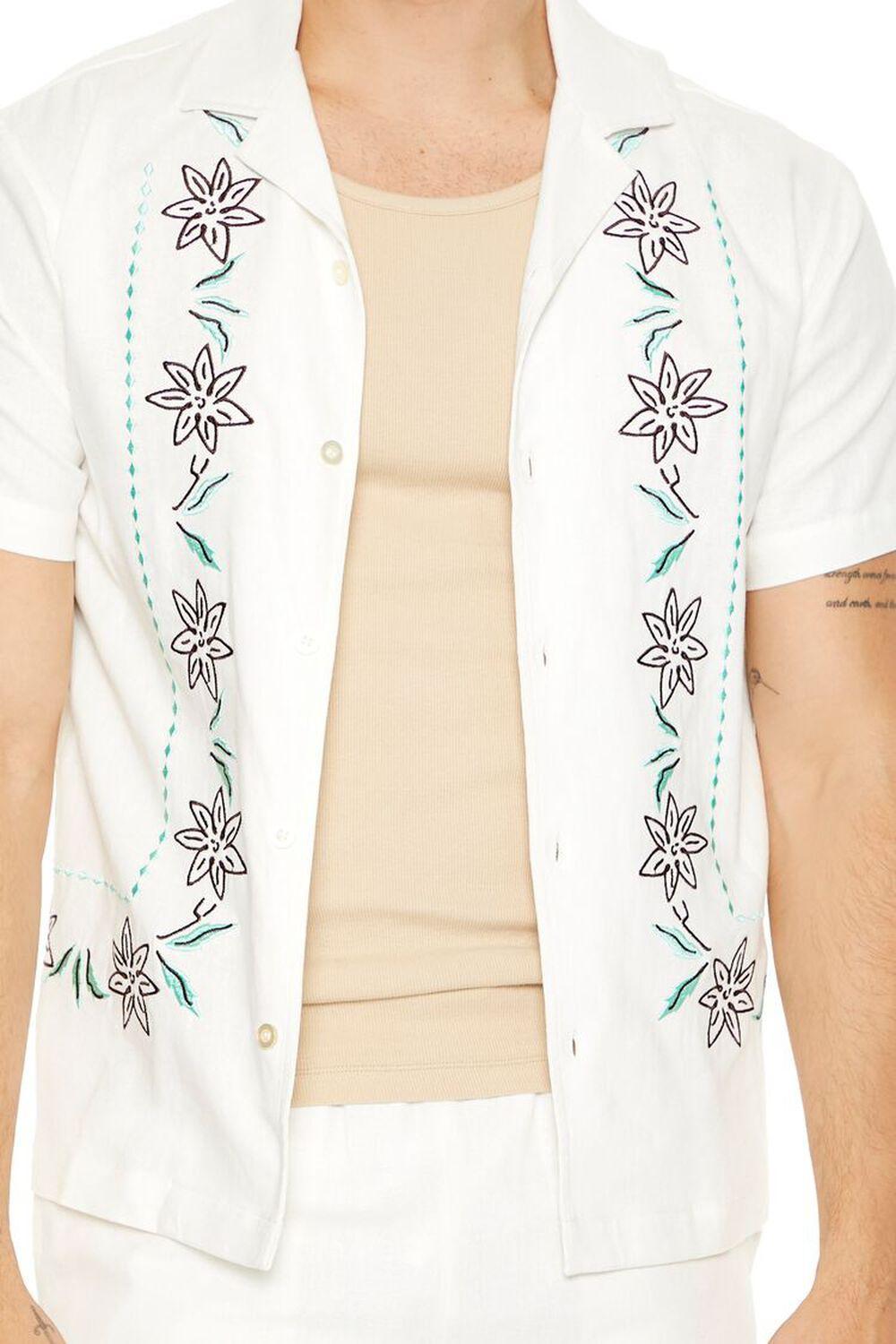 Floral Embroidered Linen-Blend Shirt | Forever 21 Product Image