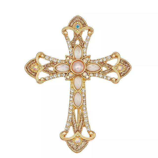 Napier Gold Tone Holiday Cross Pin, Womens, Brown Product Image