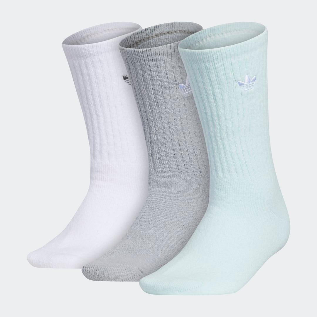 adidas Originals Womens adidas Originals Comfort 3 Pack Crew Socks - Womens White/Blue Product Image